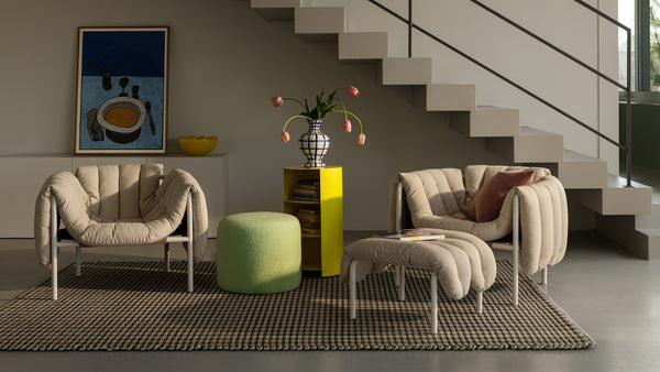 Puffy Lounge Chair + Ottoman Sawdust / Stainless by Faye Toogood - Hem