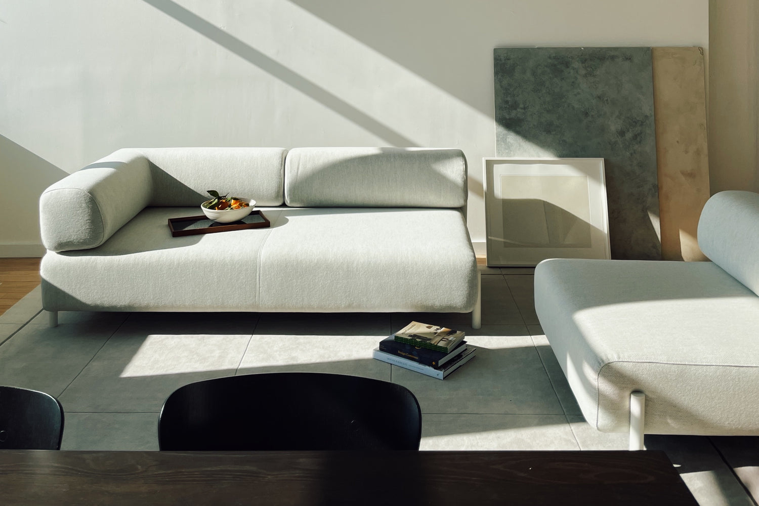 Hem - UGC of a living room scene featuring Palo Modular Sofa Chaise and Palo Modular Single Seater in Chalk.