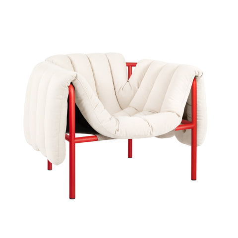 Puffy Lounge Chair Natural / Traffic Red