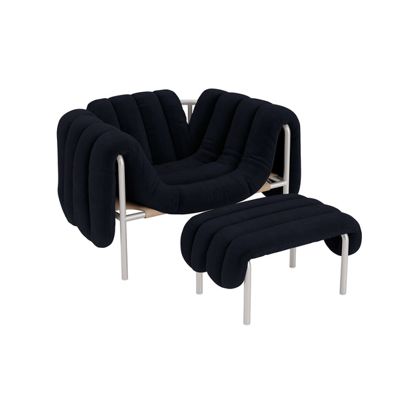 Puffy Lounge Chair + Ottoman Velluto Coex VL30 / Stainless