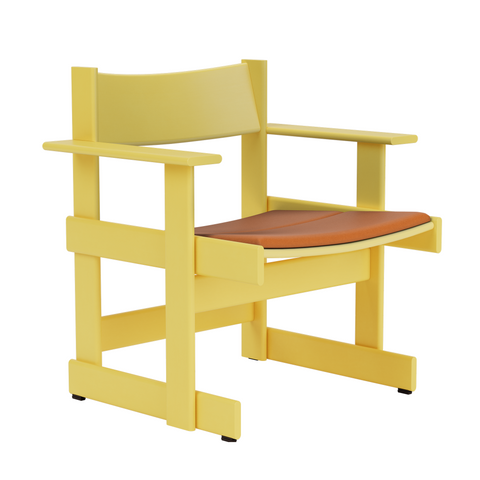 Bullnose Lounge Chair Yellow / Elmosoft Leather 54035 Seat Pad UK