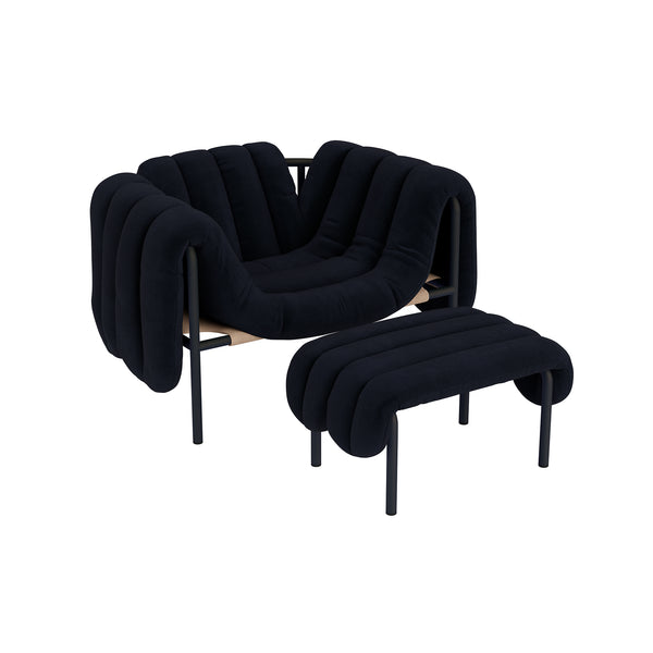 Puffy Lounge Chair + Ottoman Velluto Coex VL30 / Black Grey