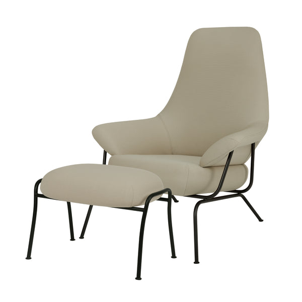 Hai Lounge Chair + Ottoman Light Beige