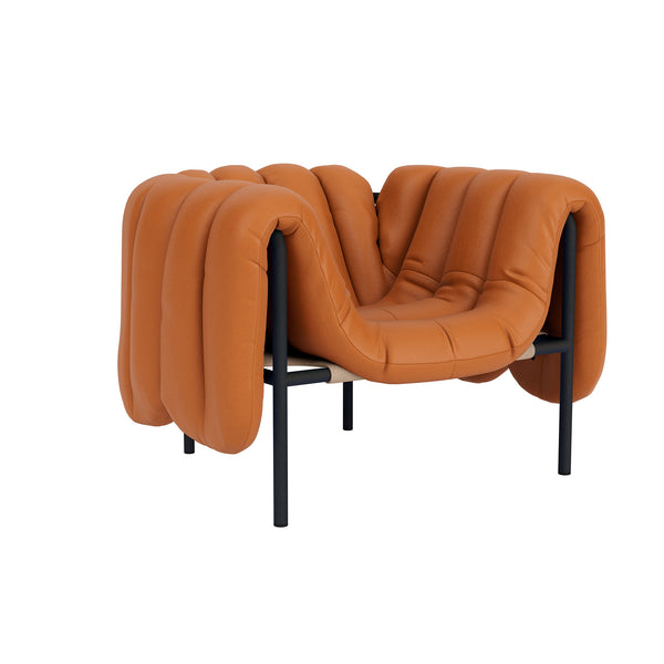 Puffy Lounge Chair Elmosoft Leather 54035 / Black Grey