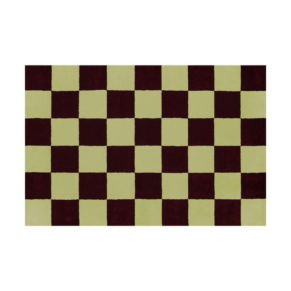 Pattern Rug Large Burgundy / Pale Lime Check