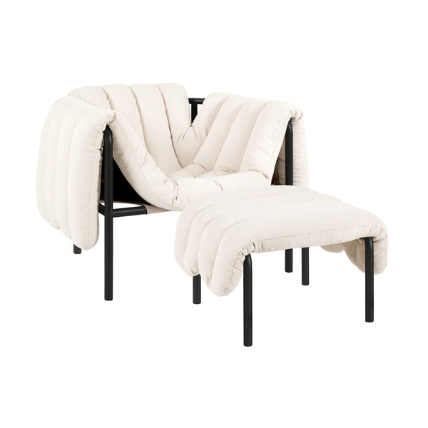 Puffy Lounge Chair + Ottoman Natural / Black Grey