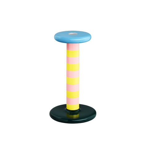 Pesa Candle Holder High Pink / Sulfur Yellow Stripe