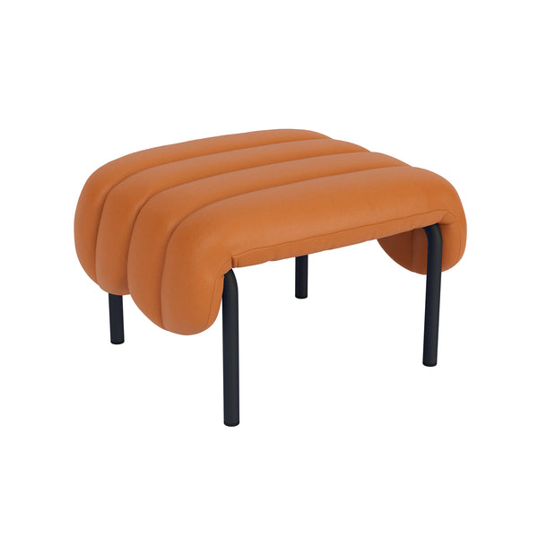 Puffy Ottoman Elmosoft Leather 54035 / Black Grey