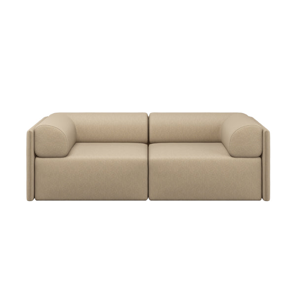 Palo Block 2-seater Sofa Low Back with Armrests Beige