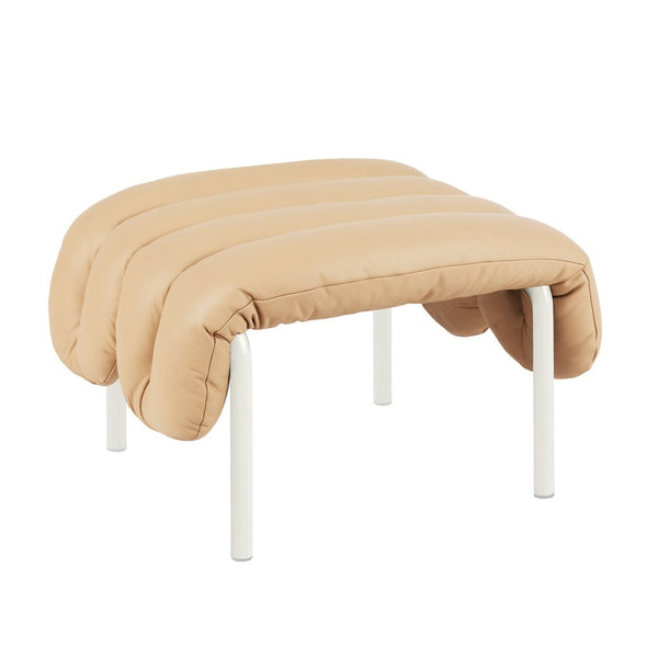 Puffy Ottoman Sand Leather / Cream