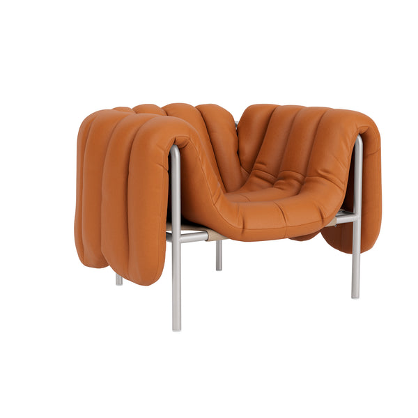 Puffy Lounge Chair Elmosoft Leather 54035 / Stainless