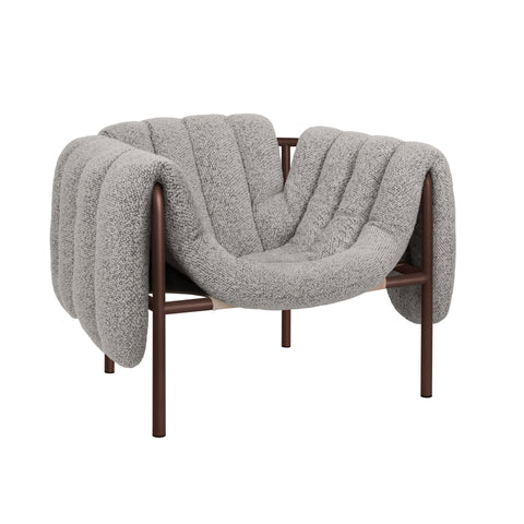 Puffy Lounge Chair Pebble / Chocolate Brown