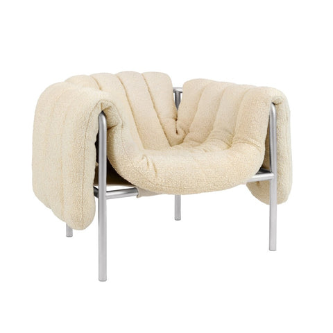 Puffy Lounge Chair Eggshell / Stainless