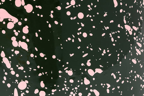 Enameled Steel, Green / Pink Splatter