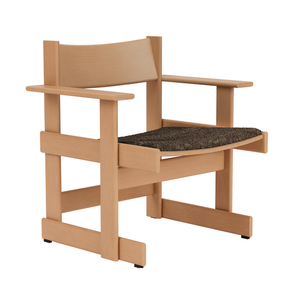 Bullnose Lounge Chair Natural / Taupe Sheepskin Seat Pad UK