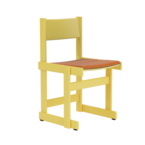 Bullnose Chair Yellow / Elmosoft Leather 54035 Seat Pad UK