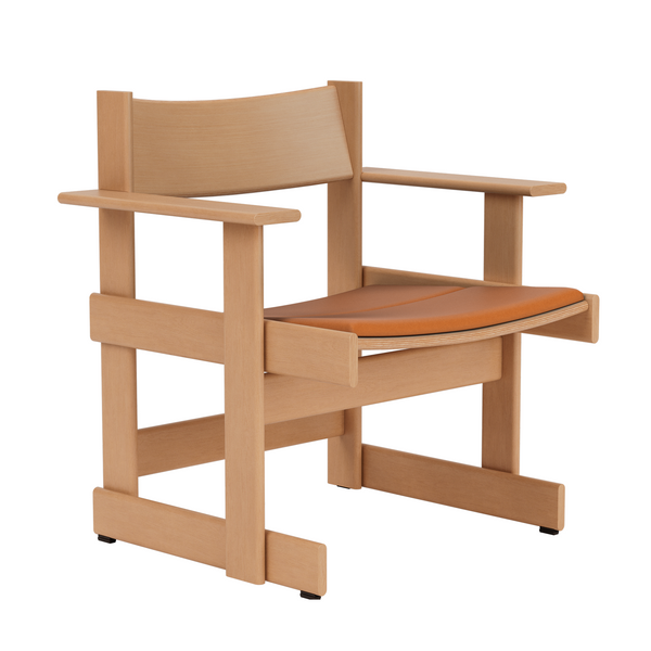 Bullnose Lounge Chair Natural / Elmosoft Leather 54035 Seat Pad (UK)