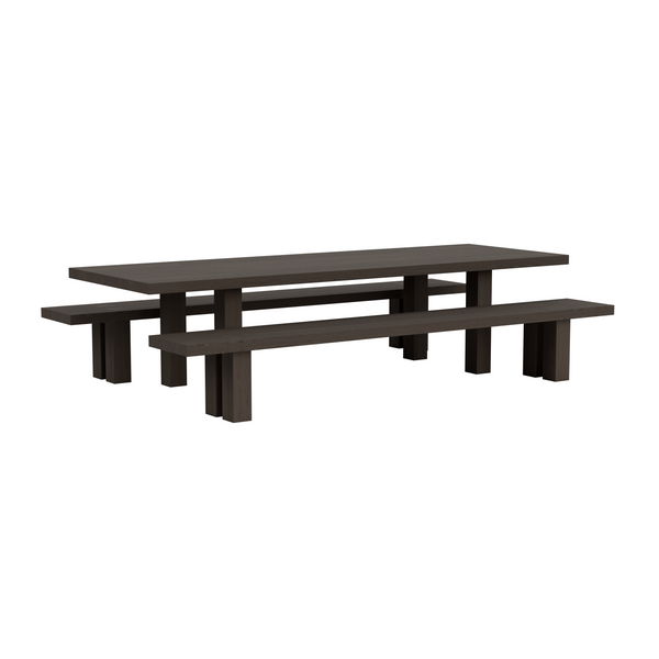 Max Table + Benches 300 cm / 118 in Black Stained Ash
