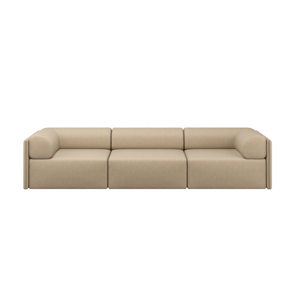 Palo Block 3-seater Sofa Low Back with Armrests Beige