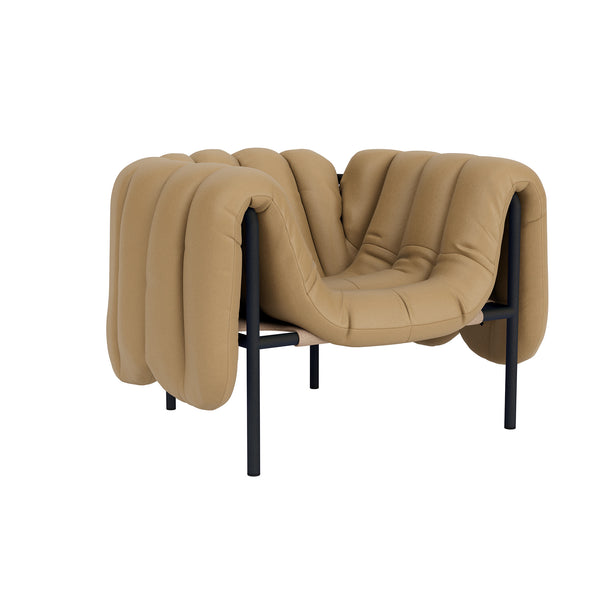 Puffy Lounge Chair Elmosoft Leather 03009 / Black Grey