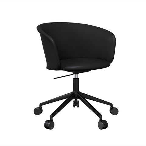 Kendo Swivel Chair 5-star Castors Black Leather / Black